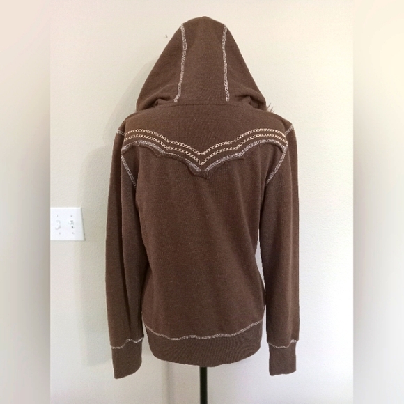 Ariat Zip Front Hoodie Brown Faux Fur Hood Women L - Picture 4 of 8